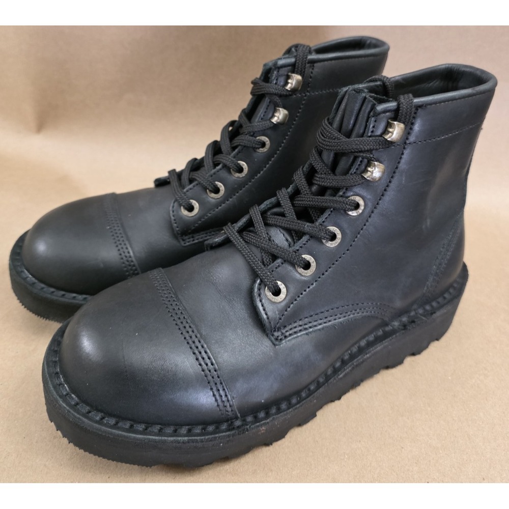 Jim Green Men's Black Leather 719 Tyre Wedge Cap toe Boots Sz 6 UK 7 US
